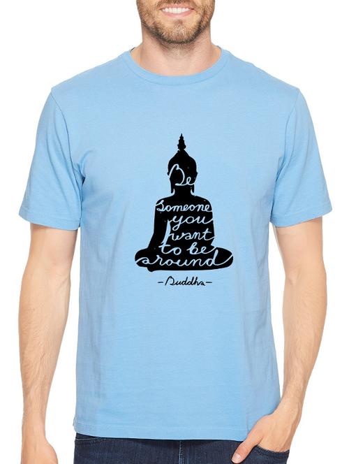blue cotton chest print tshirt - 14547875 - Standard Image - 1