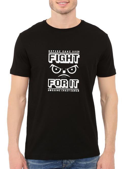 black cotton chest print tshirt - 14547879 - Standard Image - 1