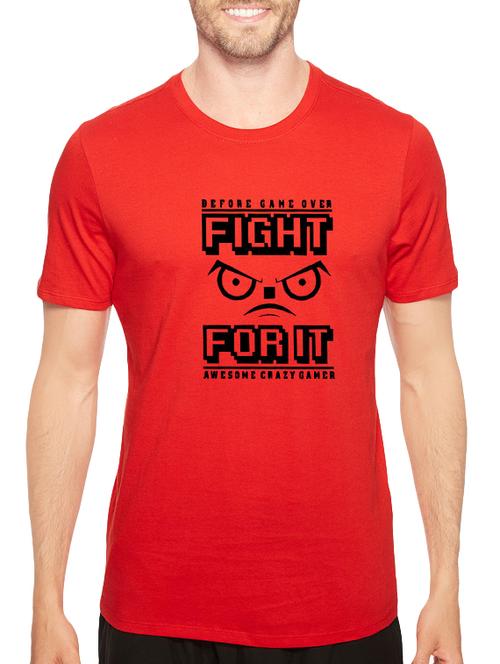 red cotton chest print tshirt - 14547884 - Standard Image - 1