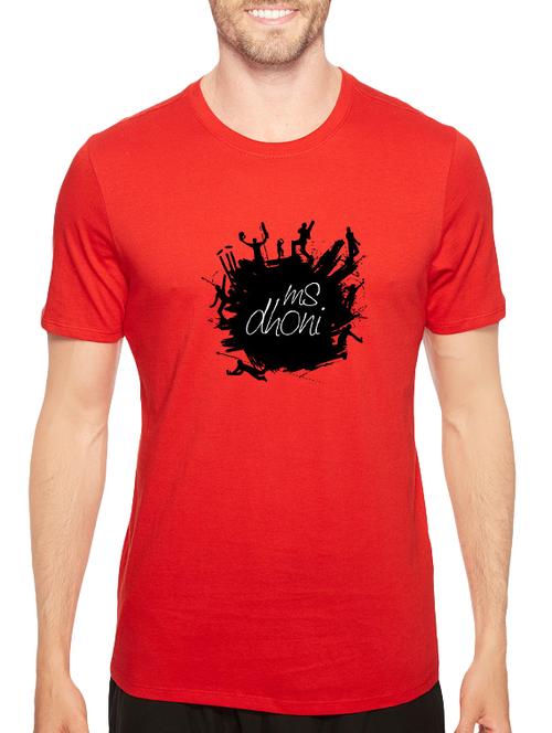 red cotton chest print tshirt - 14547890 - Standard Image - 1