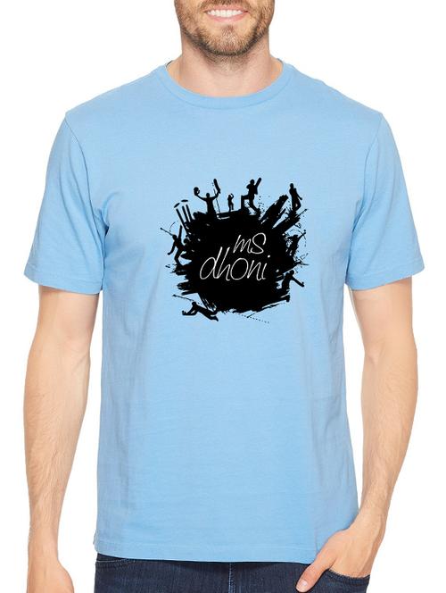 blue cotton chest print tshirt - 14547891 - Standard Image - 1