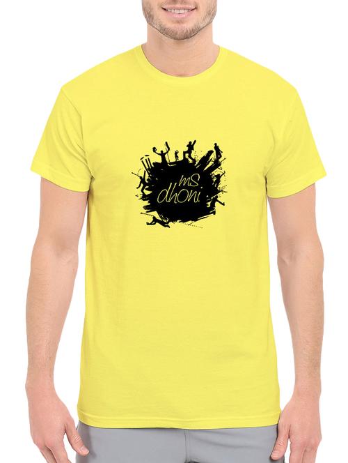 yellow cotton chest print tshirt - 14547893 - Standard Image - 1