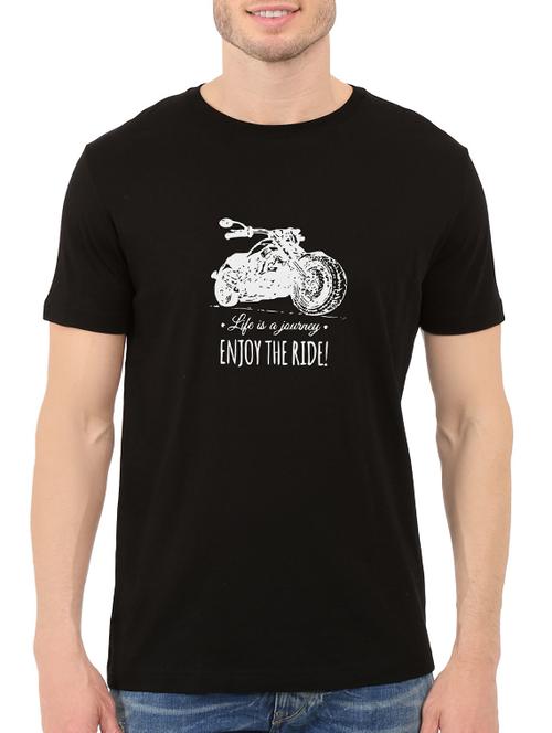 black cotton chest print tshirt - 14548092 - Standard Image - 1