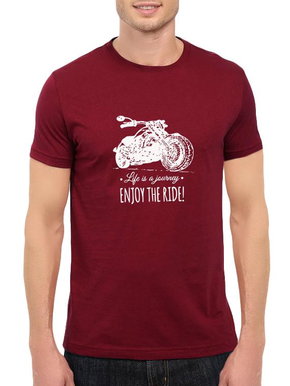 maroon cotton chest print tshirt - 14548094 - Zoom Image - 1