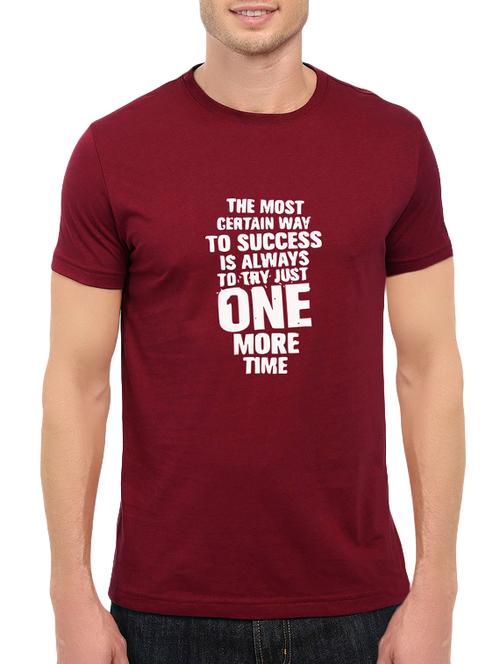 maroon cotton chest print tshirt - 14548104 - Standard Image - 1