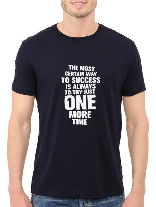 navy blue cotton front print t-shirt - 14548105 - Standard Image - 1