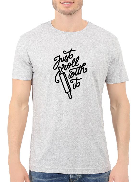 grey cotton chest print tshirt - 14548113 - Zoom Image - 1