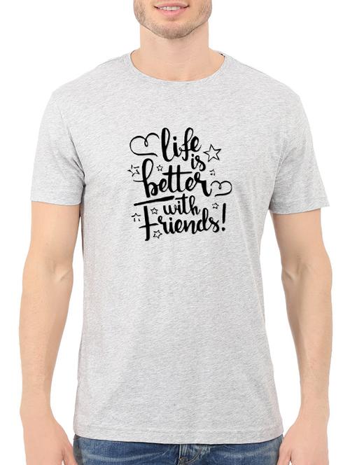 grey cotton chest print tshirt - 14548114 - Standard Image - 1