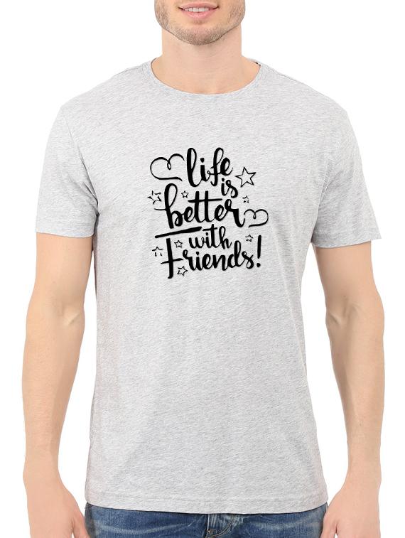 grey cotton chest print tshirt - 14548114 - Zoom Image - 1