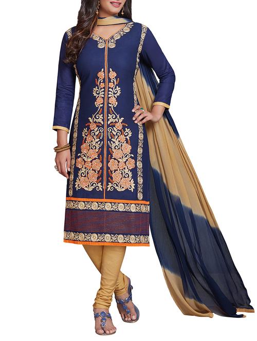 blue churidaar suit dress material - 14548243 - Very Small Image - 1