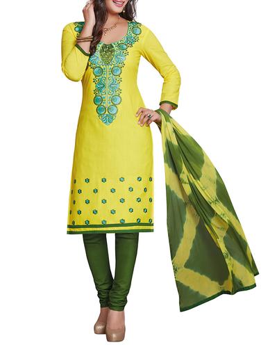 yellow churidaar suit dress material - 14548244 - Very Small Image - 1