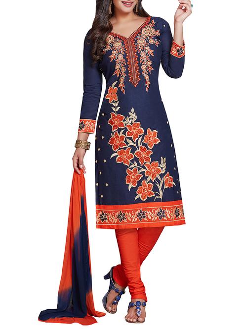 blue churidaar suit dress material - 14548246 - Very Small Image - 1