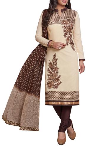 brown churidaar suit dress material - 14548247 - Very Small Image - 1
