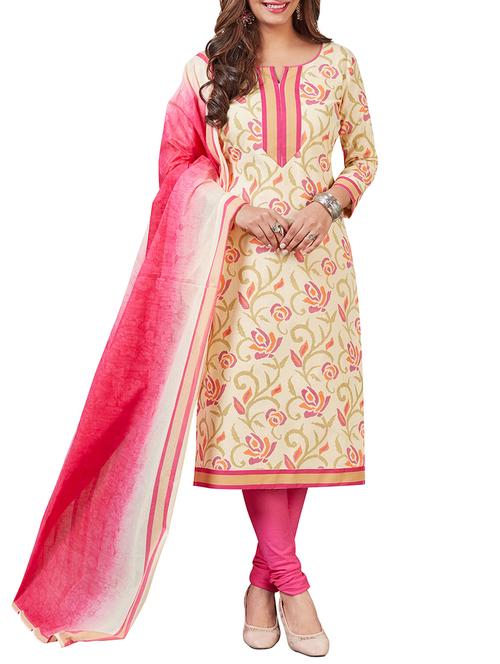 white cotton salwar suit unstitched - 14548262 - Very Small Image - 1