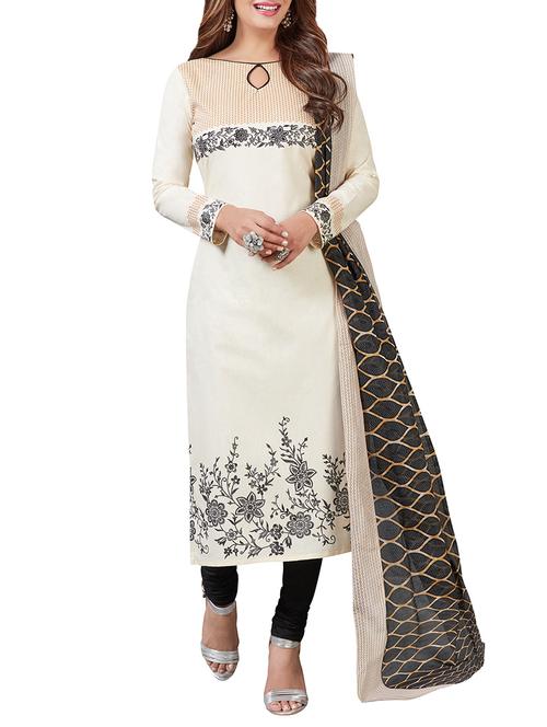 white cotton salwar suit unstitched - 14548263 - Very Small Image - 1