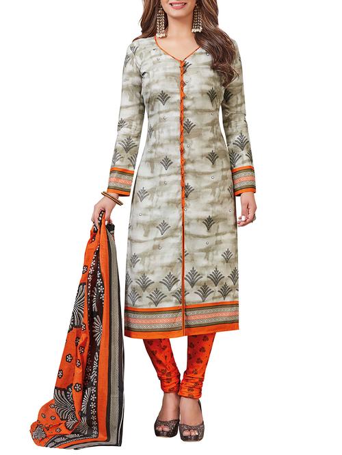brown cotton salwar suit dress material - 14548267 - Very Small Image - 1