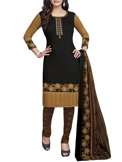 black cotton salwar suit unstitched - 14548275 - Very Small Image - 1