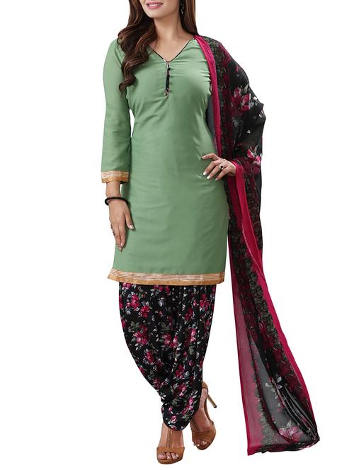 green cotton salwar suit dress material - 14548284 - Very Small Image - 1
