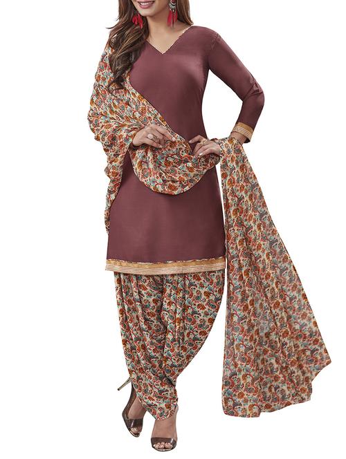 red cotton salwar suit unstitched - 14548287 - Very Small Image - 1