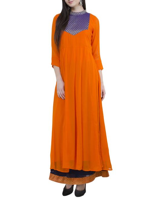 orange georgette anarkali kurta - 14548982 - Very Small Image - 1