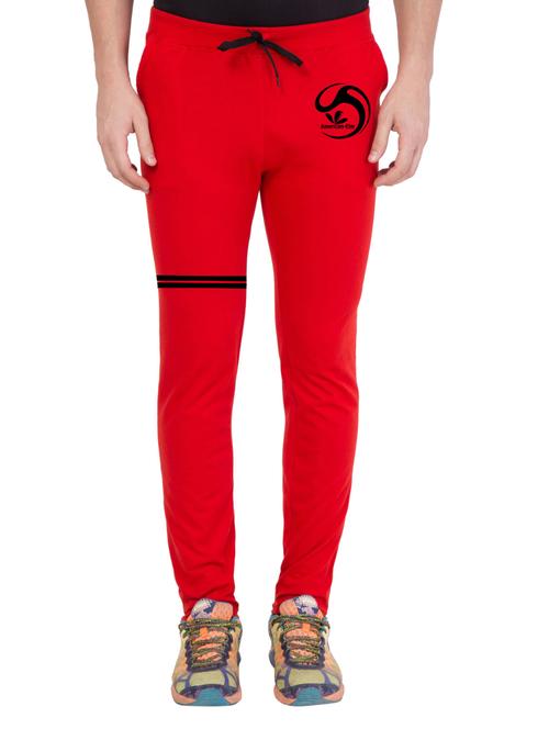 red cotton full length track pant - 14549630 - Standard Image - 1