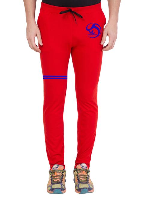 red cotton full length track pant - 14549631 - Standard Image - 1