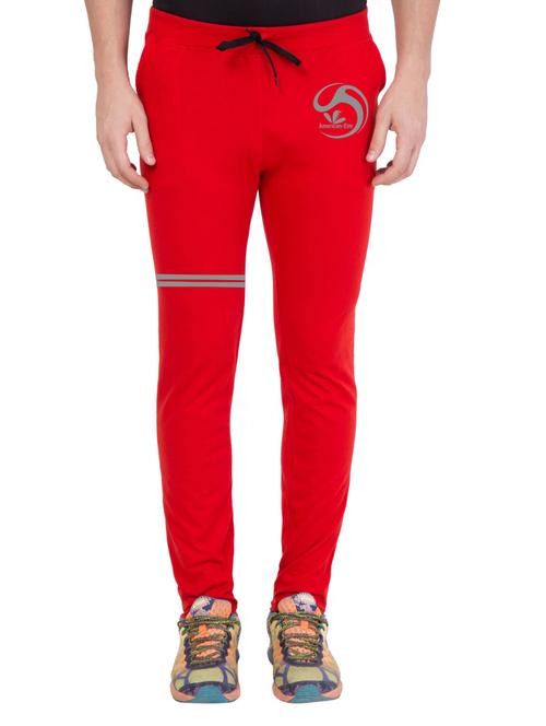 red cotton full length track pant - 14549633 - Standard Image - 1
