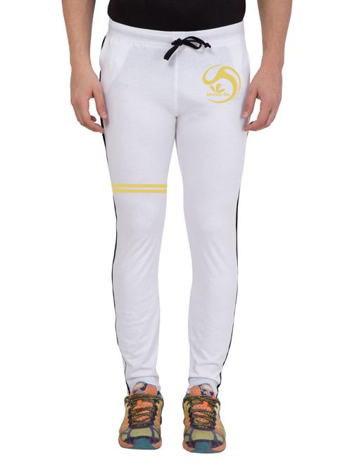 white cotton full length track pant - 14549639 - Standard Image - 1