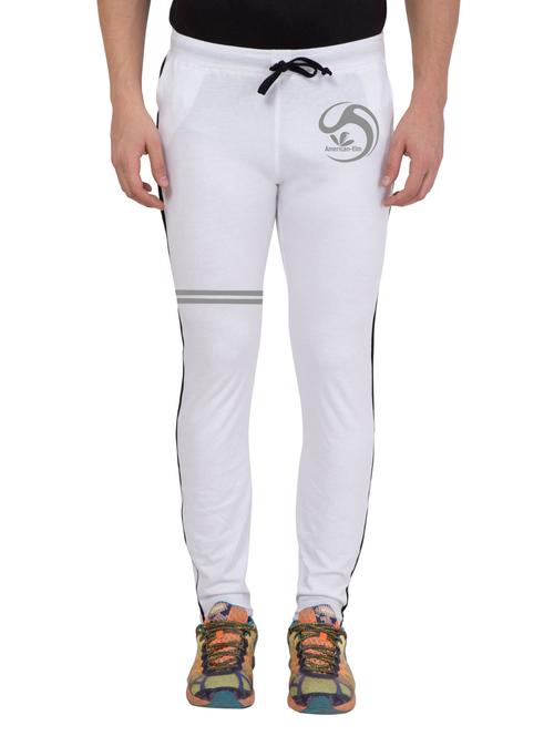 white cotton full length track pant - 14549640 - Standard Image - 1