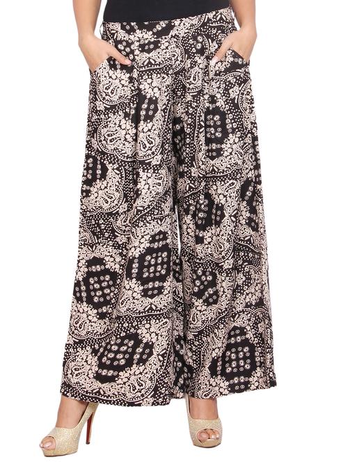 black printed rayon palazzo - 14549924 - Very Small Image - 1