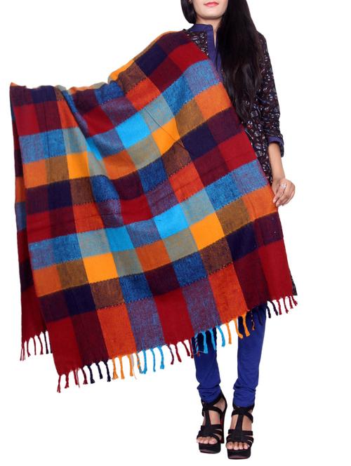multi colored woolen shawl - 14549966 - Very Small Image - 1