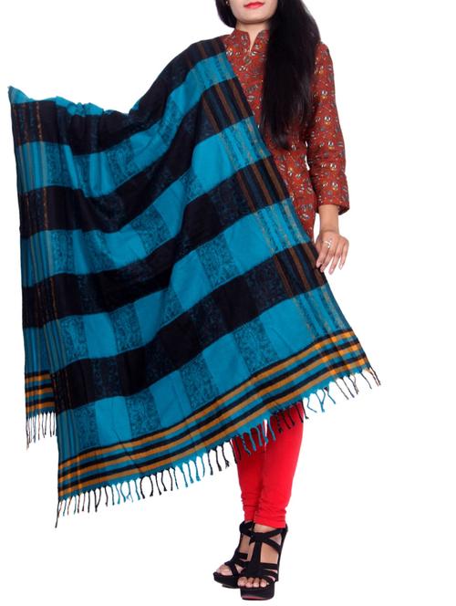 blue woolen shawl - 14549977 - Very Small Image - 1
