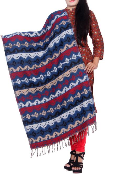 multi colored woolen shawl - 14549981 - Very Small Image - 1
