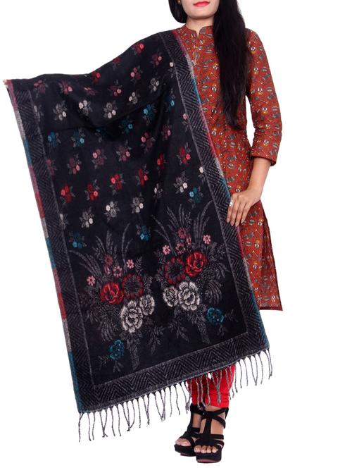 black woolen shawl - 14549982 - Very Small Image - 1