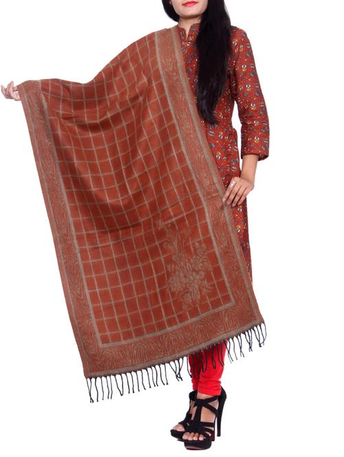 brown woolen shawl - 14549983 - Very Small Image - 1