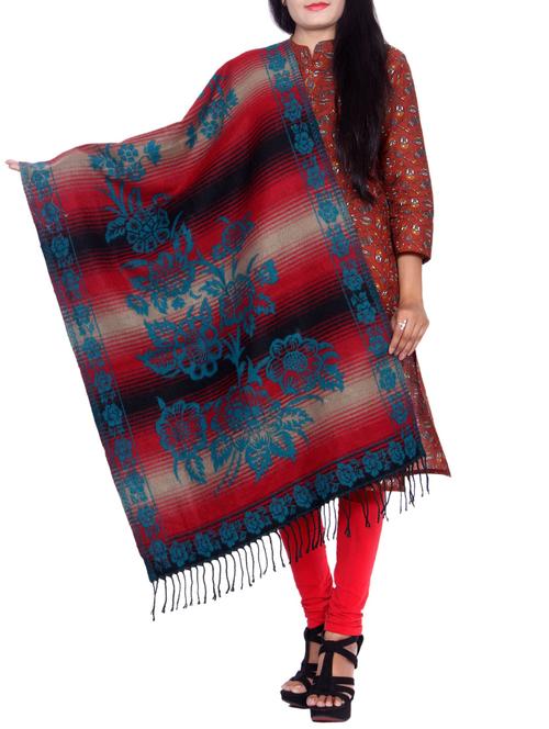 multi colored woolen shawl - 14549989 - Very Small Image - 1