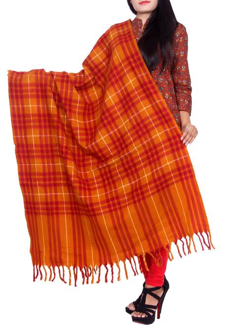 orange woolen shawl - 14550004 - Very Small Image - 1