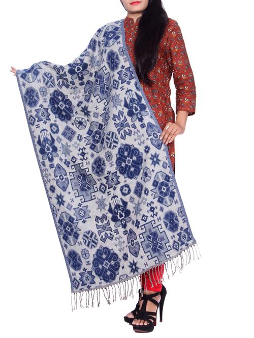 blue woolen shawl - 14550012 - Very Small Image - 1
