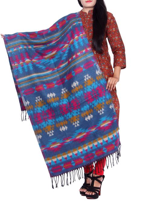 multi colored woolen shawl - 14550016 - Very Small Image - 1