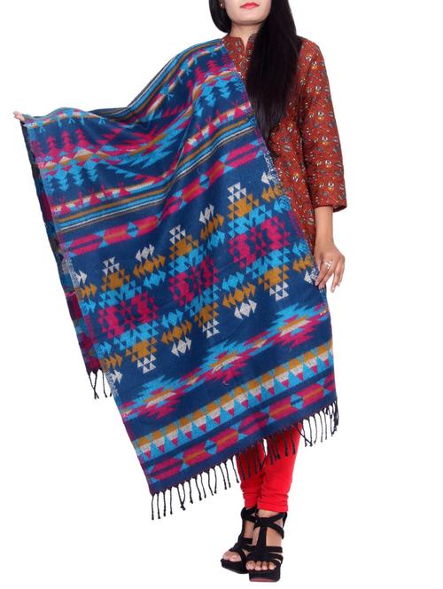 blue woolen shawl - 14550022 - Very Small Image - 1
