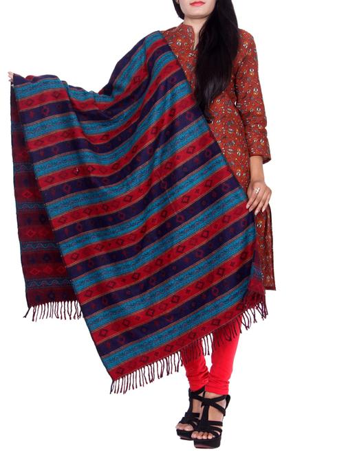 multi colored woolen shawl - 14550024 - Very Small Image - 1
