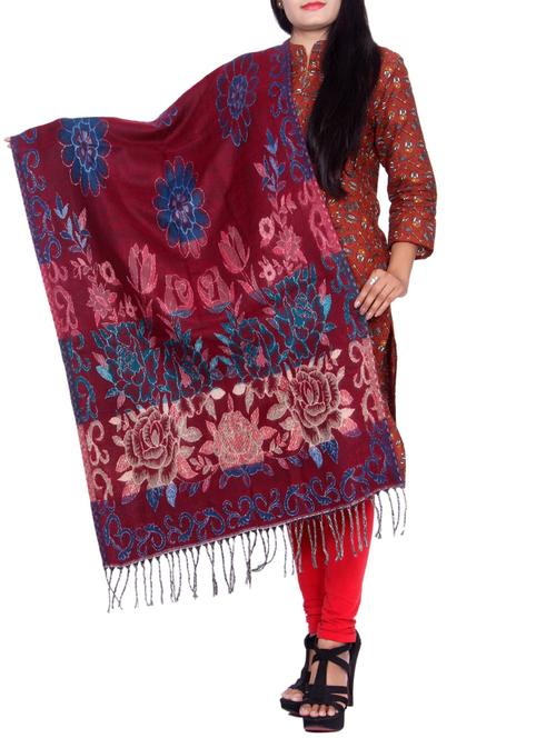 red woolen shawl - 14550033 - Very Small Image - 1