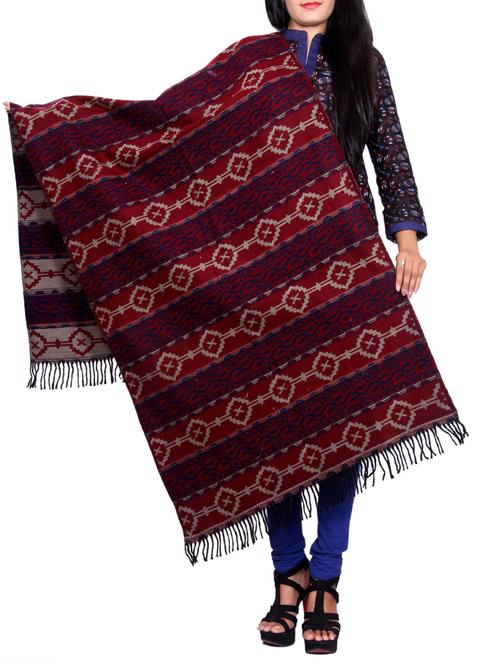 red woolen shawl - 14550044 - Very Small Image - 1