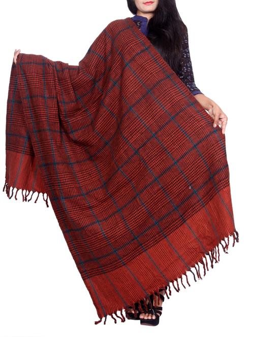 red woolen shawl - 14550049 - Very Small Image - 1