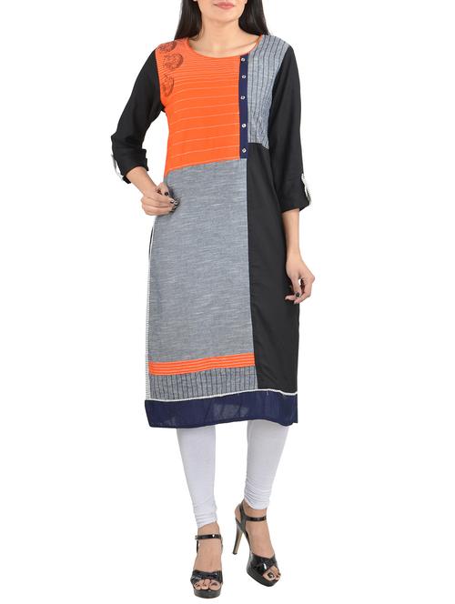 multicolour cotton straight kurta - 14550881 - Standard Image - 1