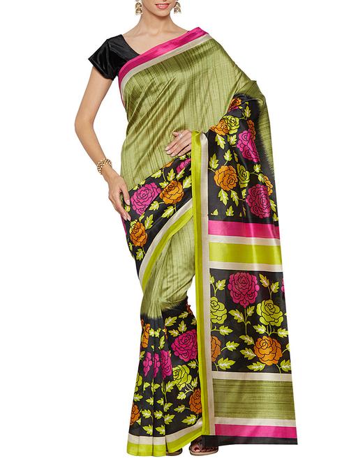green bhagalpuri saree with blouse - 14551764 - Standard Image - 1