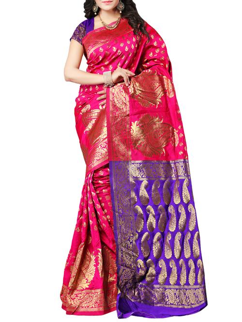 pink banarasi saree - 14552259 - Very Small Image - 1