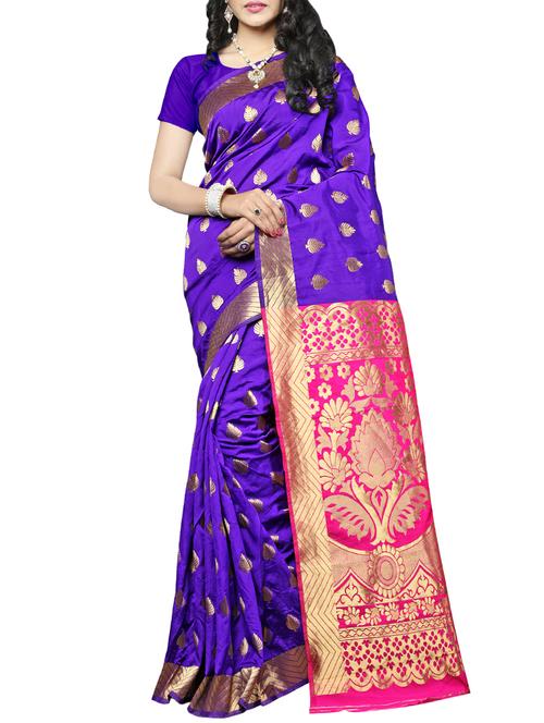 blue banarasi saree with blouse - 14552266 - Very Small Image - 1