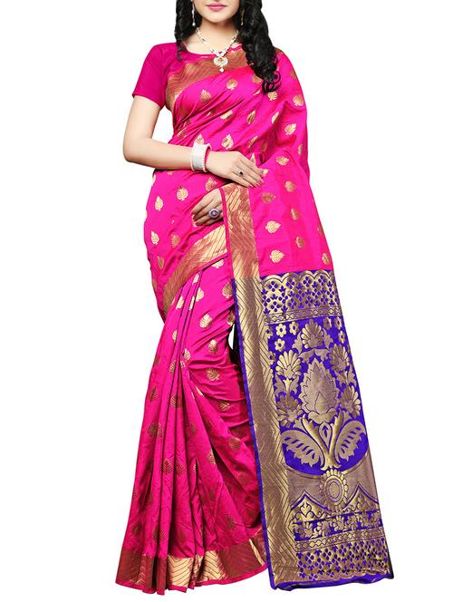 pink banarasi saree with blouse - 14552269 - Very Small Image - 1