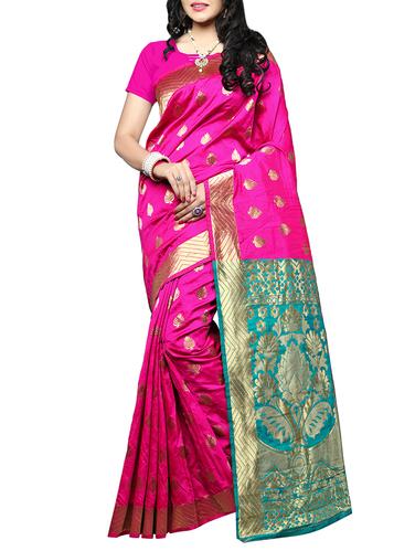 pink banarasi saree with blouse - 14552270 - Very Small Image - 1